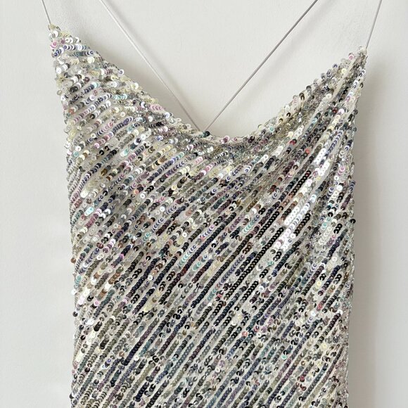 Zara Multicolor Sequin Cowl Back Mini Dress NWT Size Small - Picture 6 of 9
